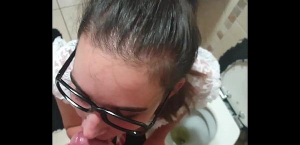  Teen taking daddy for a piss and licking the toilet clean
